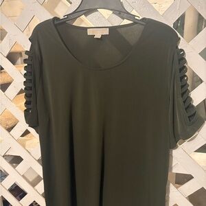 Michael Khors Women's Black Top with Cut-Out Sleeves